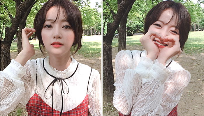 ‘뽀글이’ 백설희 벗고 상큼한 ‘손하트’로 물오른 미모 뽐낸 배우 송하윤