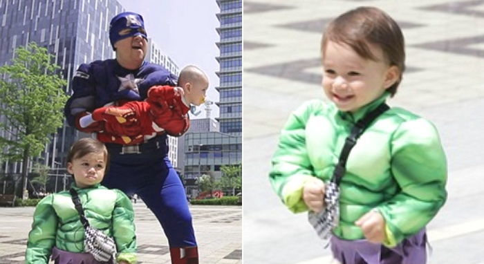 마블팬 아빠 때문에 ‘캡아·아이언맨·헐크’로 변신한 윌리엄네