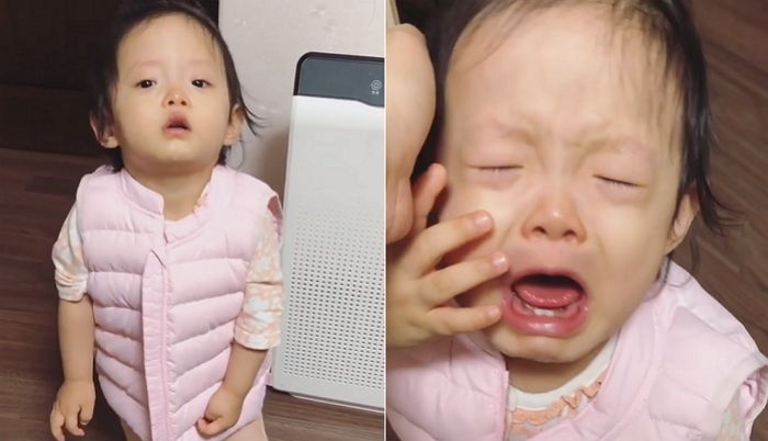 밖에 나가자고 엄마한테 조르다 머리 “콩” 박은 뒤 울음 터진 조정치 ‘붕어빵 딸’ 조은이