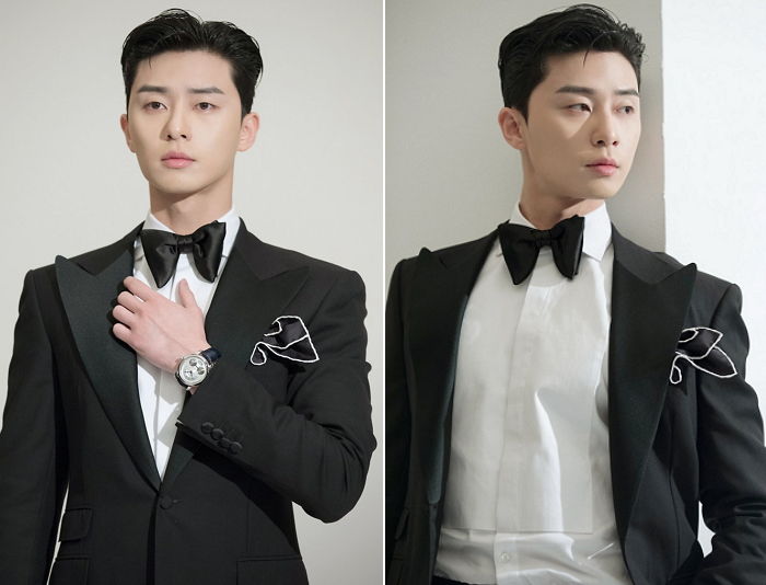 ‘키 185cm’에 모델핏으로 ‘왕 나비넥타이+독특 슈트’ 완벽 소화한 박서준