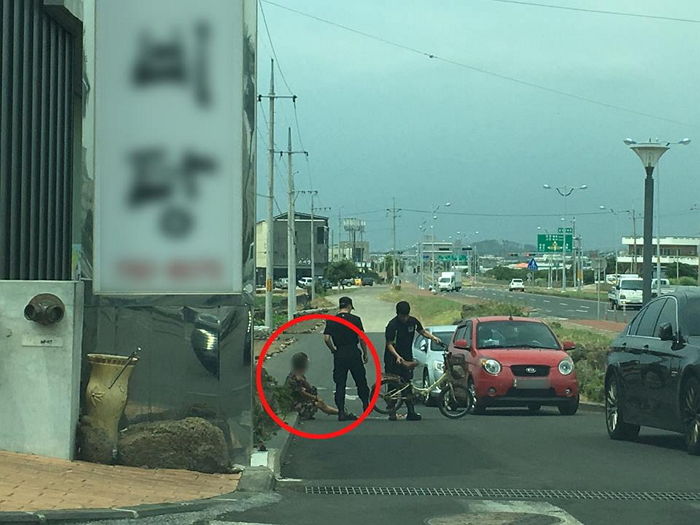 아스팔트에 익어버린 계란 보고 슬퍼하는 할머니에 제주 의경들이 한 행동