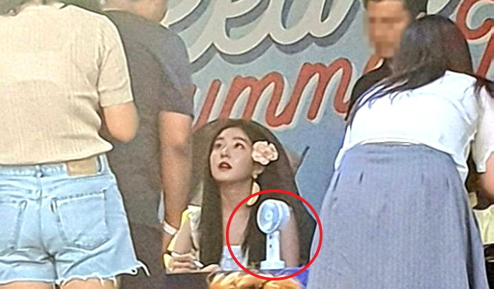 폭염 속 야외 팬사인회서 팬들 더울까 봐 ‘선풍기’ 양보하는 아이린
