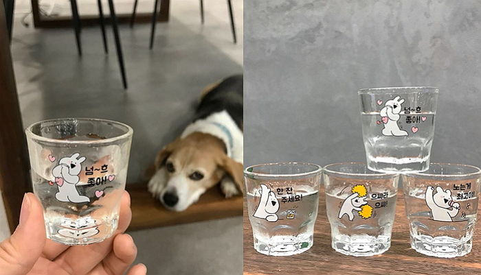 바닥에 ‘세젤귀’ 오액토 새겨져 ‘원샷’ 부르는 소주잔