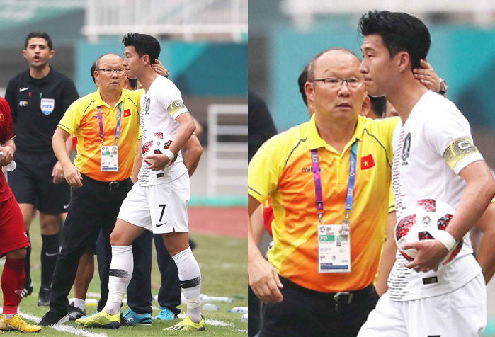 손흥민이 한국어 작전지시 엿듣자 머리 ‘쓰담쓰담’하며 돌려보낸 박항서 감독