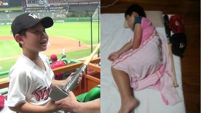 야구선수가 선물해준 배트 너무 좋아 침대 옆에 두고 잔 SK꼬마팬