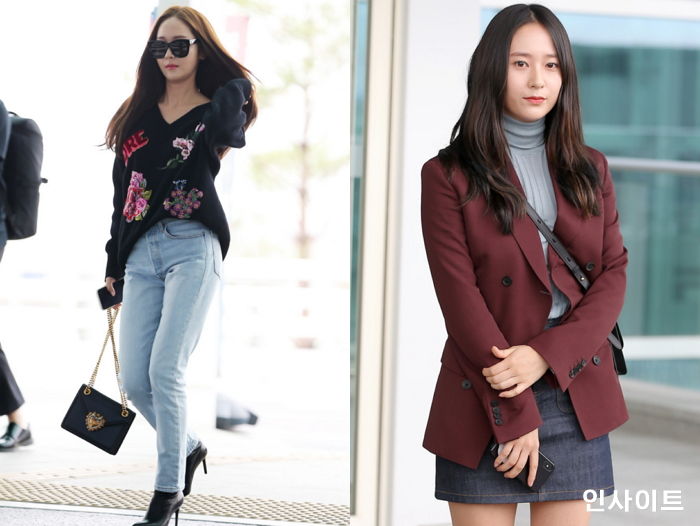 나란히 밀라노로 출국하는 ‘정자매’ 제시카·크리스탈 공항 패션 비주얼