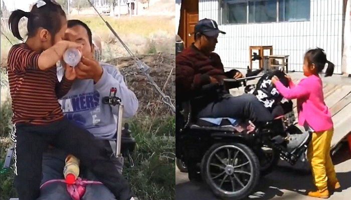 집 나간 엄마 대신 ‘하반신 마비’ 아빠 살뜰히 보살피는 6살 소녀