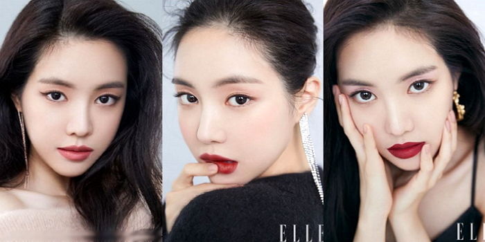 올백머리하고 ‘얼굴 클로즈업’ 화보 찍은 손나은의 ‘미모’ 클라스