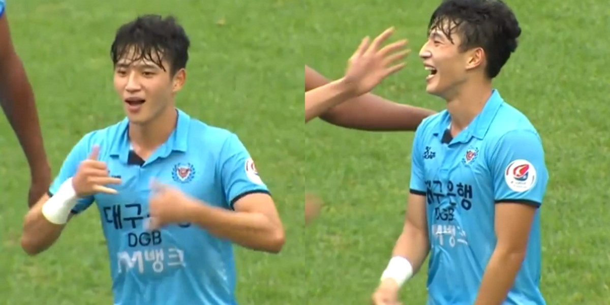 수비 2명 속이고 환상골 넣은 뒤 ‘그리즈만 세레모니’ 선보인 ‘1997년생’ 축구 선수