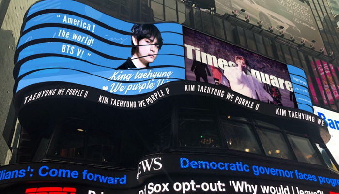전 세계 ‘최초’ 뉴욕 타임스퀘어 ABC 광고판에 개인 광고 송출된 ‘방탄’ 뷔