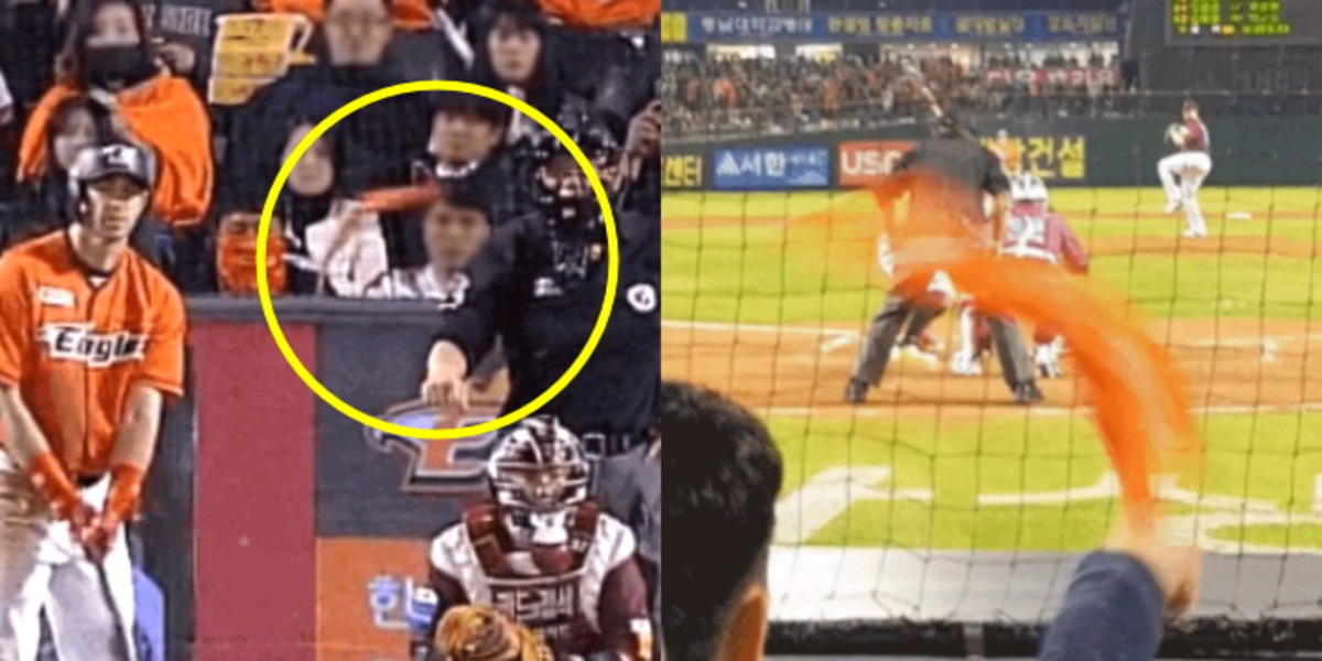 상대팀 투수 공 던질 때마다 뒤에서 수건 흔들며 집중 방해한 ‘한화 팬’