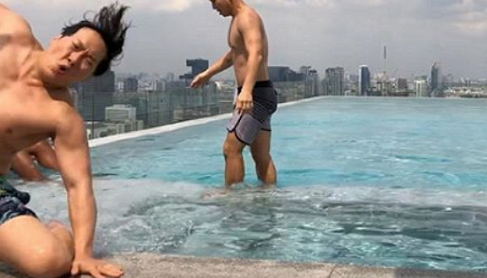 방콕 호텔 수영장서 ‘꽈당’ 넘어졌다 뜻밖의 그리기 대회(?) 개최한 한국 배우