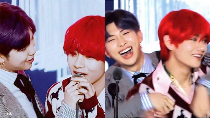 수상소감 ‘강제 종료’돼 부끄러워하는 동생 뷔 꼭 안으며 귀여워하는 RM