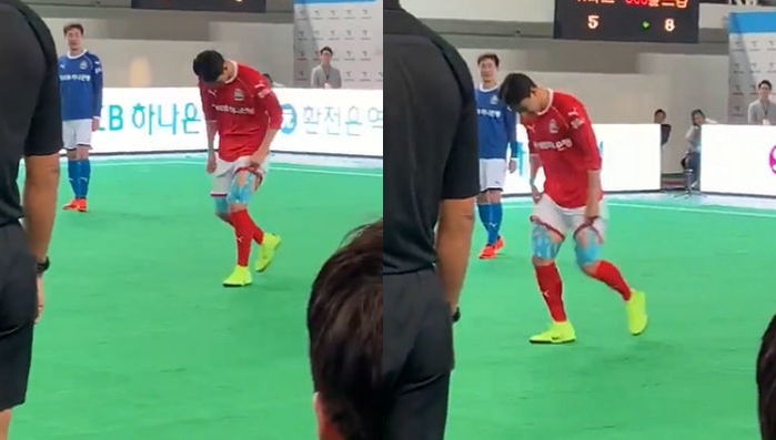 경기 도중 진행자 요청에 탄탄한 ‘허벅지’ 보여주며 여심 ‘올킬’시킨 축구선수