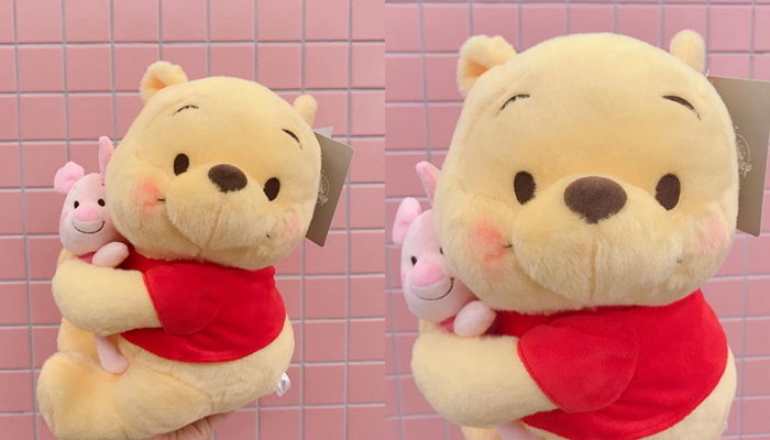 제일 친한 친구 ‘피글렛’ 꼭 껴안고 부끄러워 볼 발그레해진 ‘곰돌이 푸’ 인형