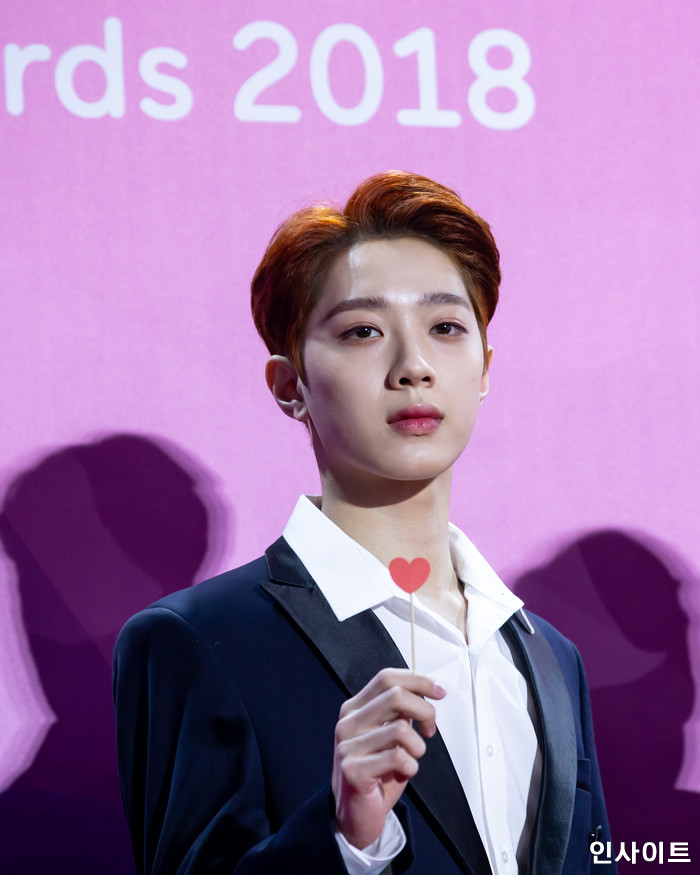 워너원 라이관린이 1일 오후 서울 구로 고척 스카이돔에서 열린 '2018 멜론 뮤직 어워드'에 참석해 레드카펫을 밟고 있다. / 사진=고대현 기자 daehyun@