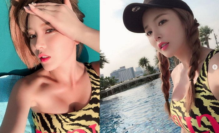 과감한 ‘호피 수영복’ 입고 넘치는 ‘볼륨 몸매’ 자랑한 홍진영