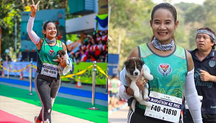 ‘마라톤’ 도중 떠돌이 강아지 구조해 품에 꼭 안고 ‘완주’한 여성