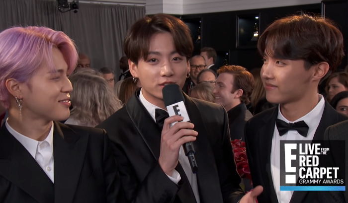 그래미 인터뷰하려고 ‘영어 문장’ 외운 막내 정국 ‘우쭈쭈’ 해주는 방탄 형아들