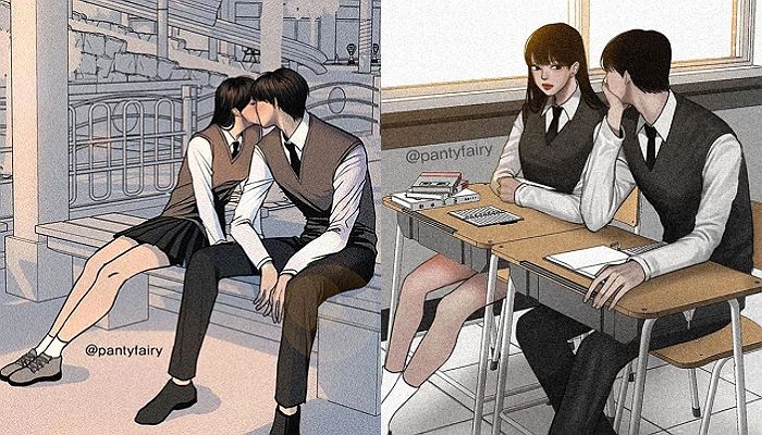 풋풋한 ‘첫사랑’ 떠오르게 하는 ‘학창시절 연애’ 그린 일러스트