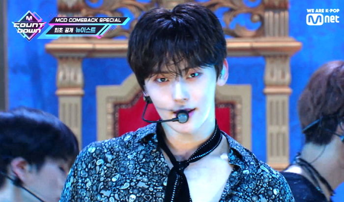 “땀 흘리는 거마저 섹시” 컴백 무대서 확 파인 셔츠 입고 ‘섹시미’ 뽐낸 황민현