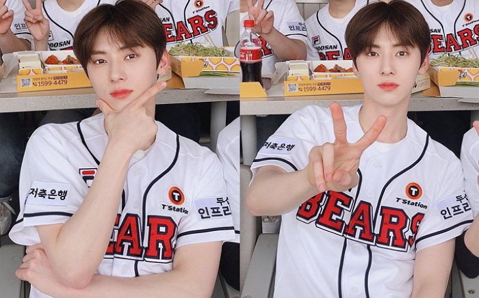 두산팬이 찍었는데 너무 잘생겨서 난리 난 어제자 ‘황제’ 황민현의 비주얼