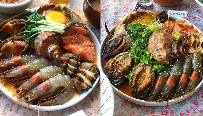‘연어+전복+새우’ 꽉꽉 차 있어 친구 3명이서 먹어도 한 접시 먹기 힘들다는 ‘간장 모둠 세트’