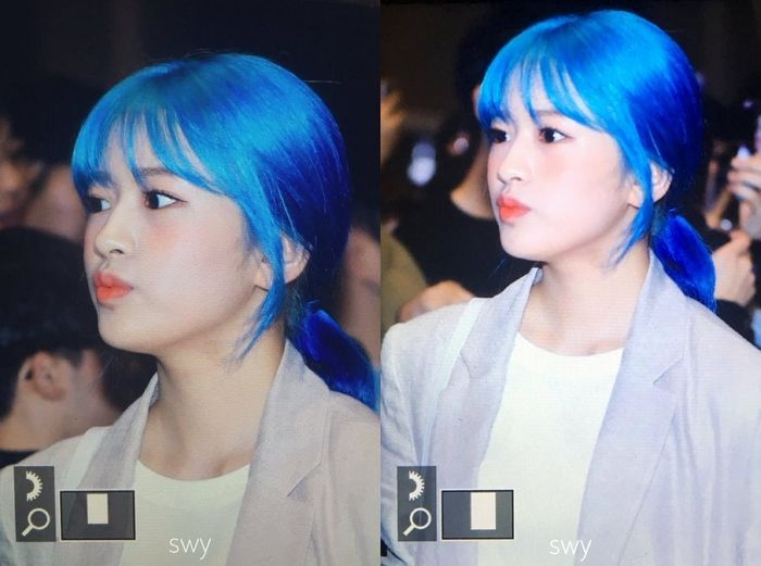 파란 머리로 염색하고 청량미 물오른 ‘인간 포카리’ 안유진