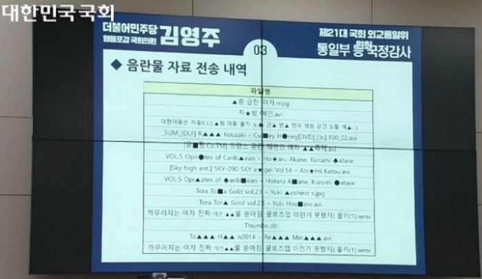 대통령 직속 기구가 국회의원에 자료 제출하다 실수로 보낸 ‘야동’ 제목 수준