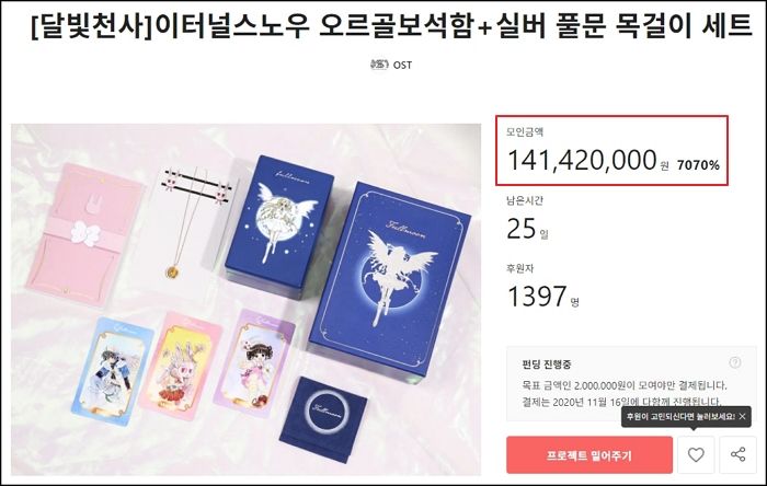 ‘공식 굿즈’ 제작 위해 모금 시작했다가 3일 만에 목표치 7000% 돌파한 ‘달빛천사’