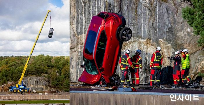 볼보자동차, 교통사고 메뉴얼 마련 위해 신차 10대 30m 높이에서 낙하