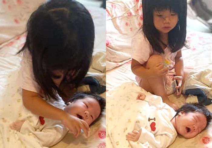 동생 돌본 지 10분 만에 “엄마 많이 힘들었겠다”며 한숨 푹 쉰 3살 언니