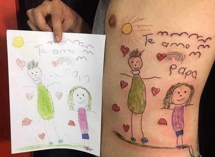 “아빠 사랑해”…사고로 죽은 어린 딸 ‘마지막 그림’ 문신으로 새긴 아빠
