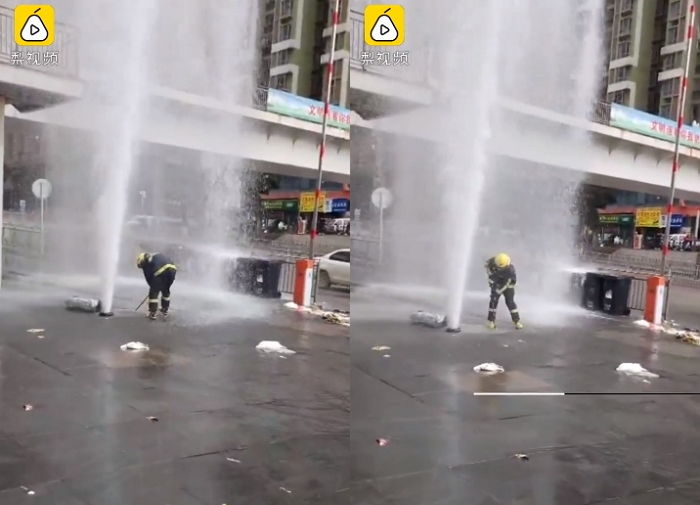 영하 3도 날씨에 ‘소화전’ 터지자 직접 맨홀에 들어가 밸브 잠근 소방관 (영상)