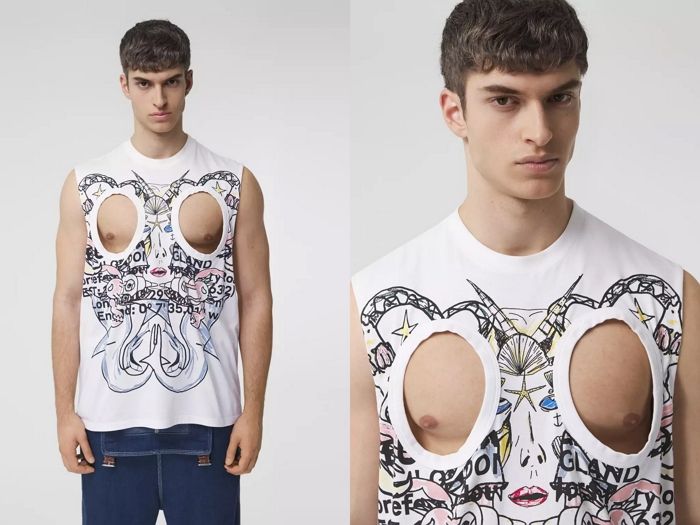 가슴에 구멍 뽕뽕 뚫린 남성용 민소매티 50만원대에 출시한 버버리