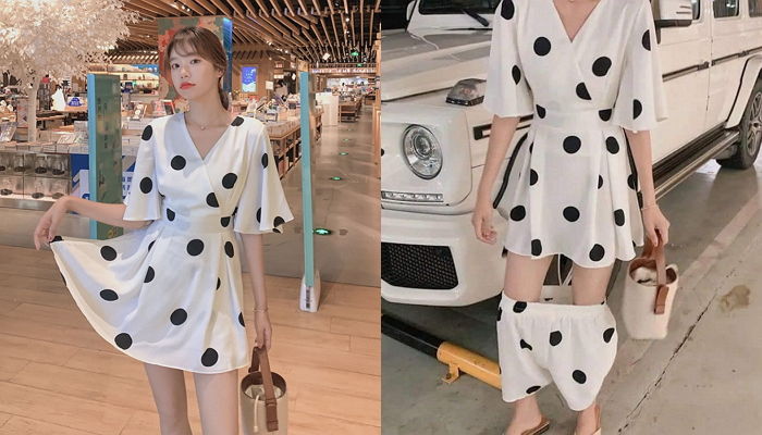 요즘 해외 패피들 사이서 유행 중인 원피스·반바지 세트 패션