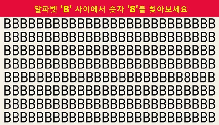 “B 속에 숨어있는 ‘8’을 찾아라”…20초 안에 통과하면 ‘눈썰미 천재’라는 테스트