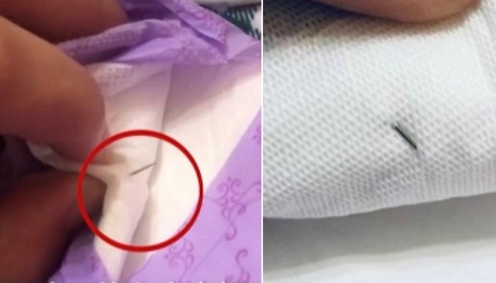 “생리대 속에서 날카롭고 뾰족한 바늘을 발견 했습니다”