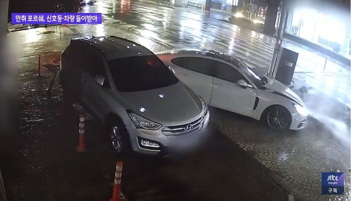 술 마시고 운전하다 자기차 박살낸 해운대 ‘만취 포르쉐’ 사고 CCTV 영상