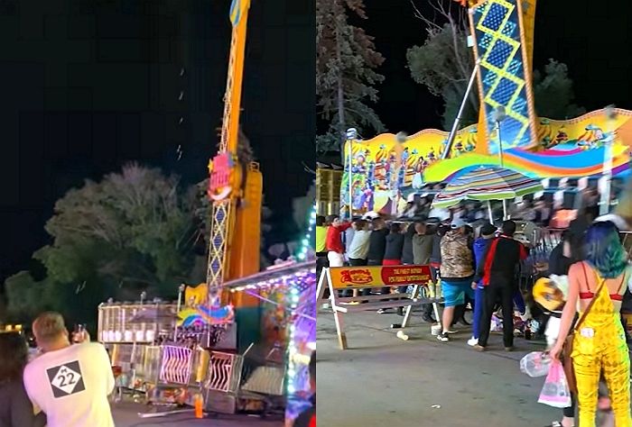 고장 난 놀이기구 뒤로 넘어가려 하자 달려와 울타리 붙잡고 버텨준 시민들 (영상)