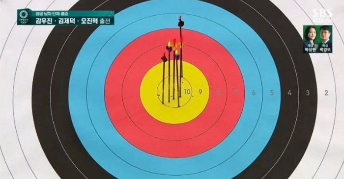 단체전 ‘금메달’ 획득한 남자 양궁 대표팀의 역대급 ‘퍼펙트 10’ 과녁