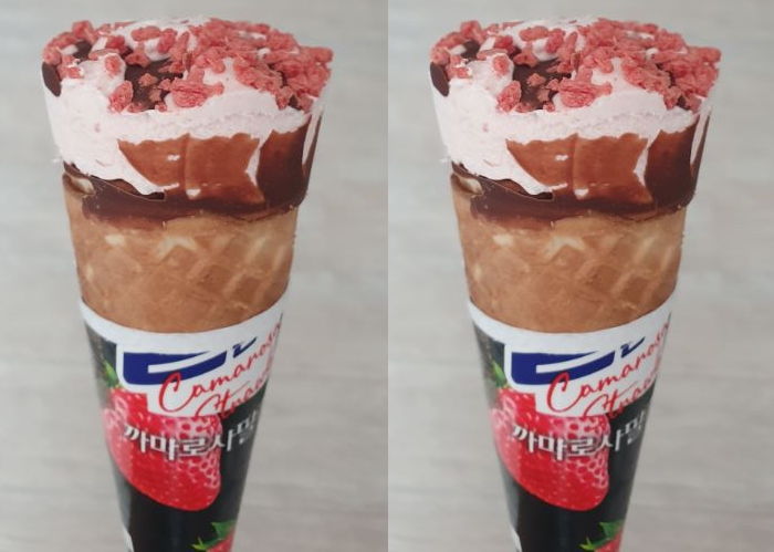 원조보다 맛있다고 소문난 생딸기 잔뜩 든 월드콘 ‘딸기 우유맛’