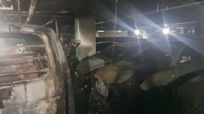 출장세차 ‘LPG 통’ 폭발해 잿더미로 변한 천안 아파트 지하 주차장 현장