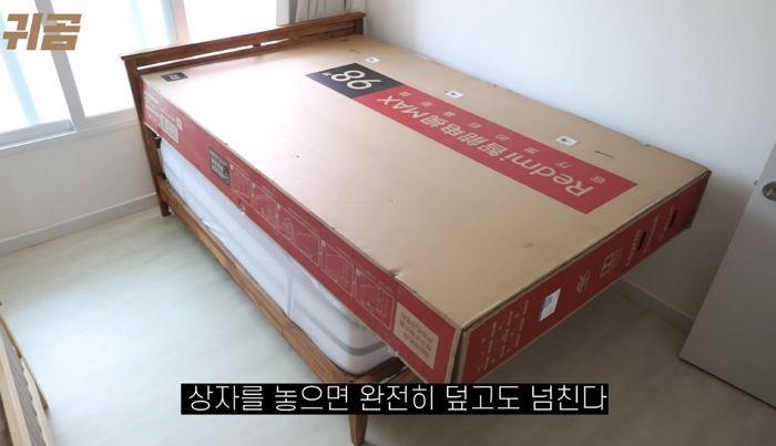 350만원짜리 배송비 포함 500만원에 산 초대형 98인치 TV의 크기 수준