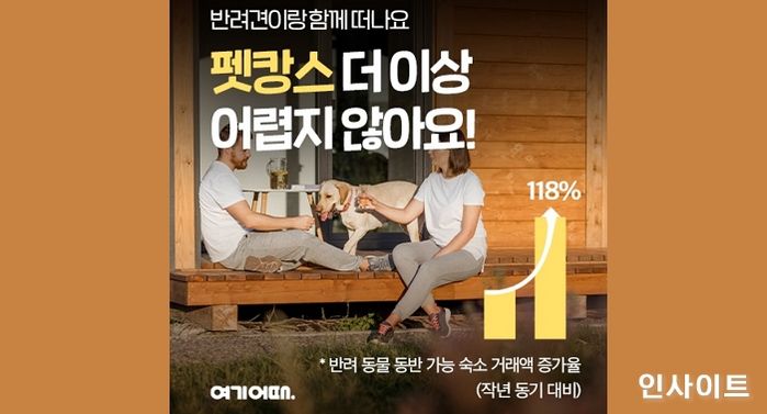 여기어때, 펫캉스 수요 2배 증가... 여행 업계에도 펫코노미 바람