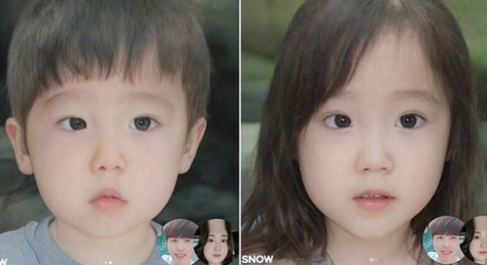 요즘 연인들 사이에서 인기 폭발 중인 스노우 ‘2세 얼굴 만들기’ 필터