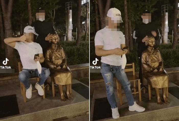 소녀상 ‘조롱’ 영상 올렸다가 위안부 사연 알게된 뒤 고개숙이며 사과한 외국인들