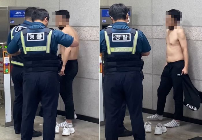 남춘천역서 옷 다 벗고 “팬티도 벗겠다” 협박하던 변태남이 ‘몸짱 경찰’ 나타나자 보인 반응