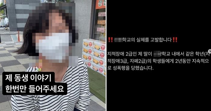 “19살 다운증후군 여동생이 특수학교에서 성폭행을 당했습니다”