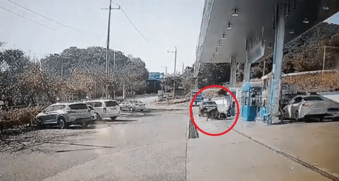 주유소 기름에 미끄러진 라이더에 경찰관 “바위 있으면 피해 가야지”라며 벌금 부과 (영상)